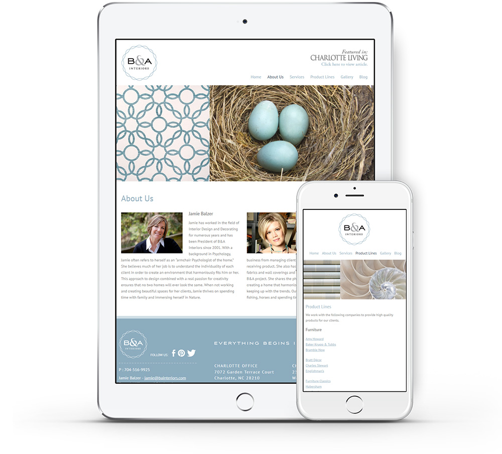 B&A Interiors mobile website development