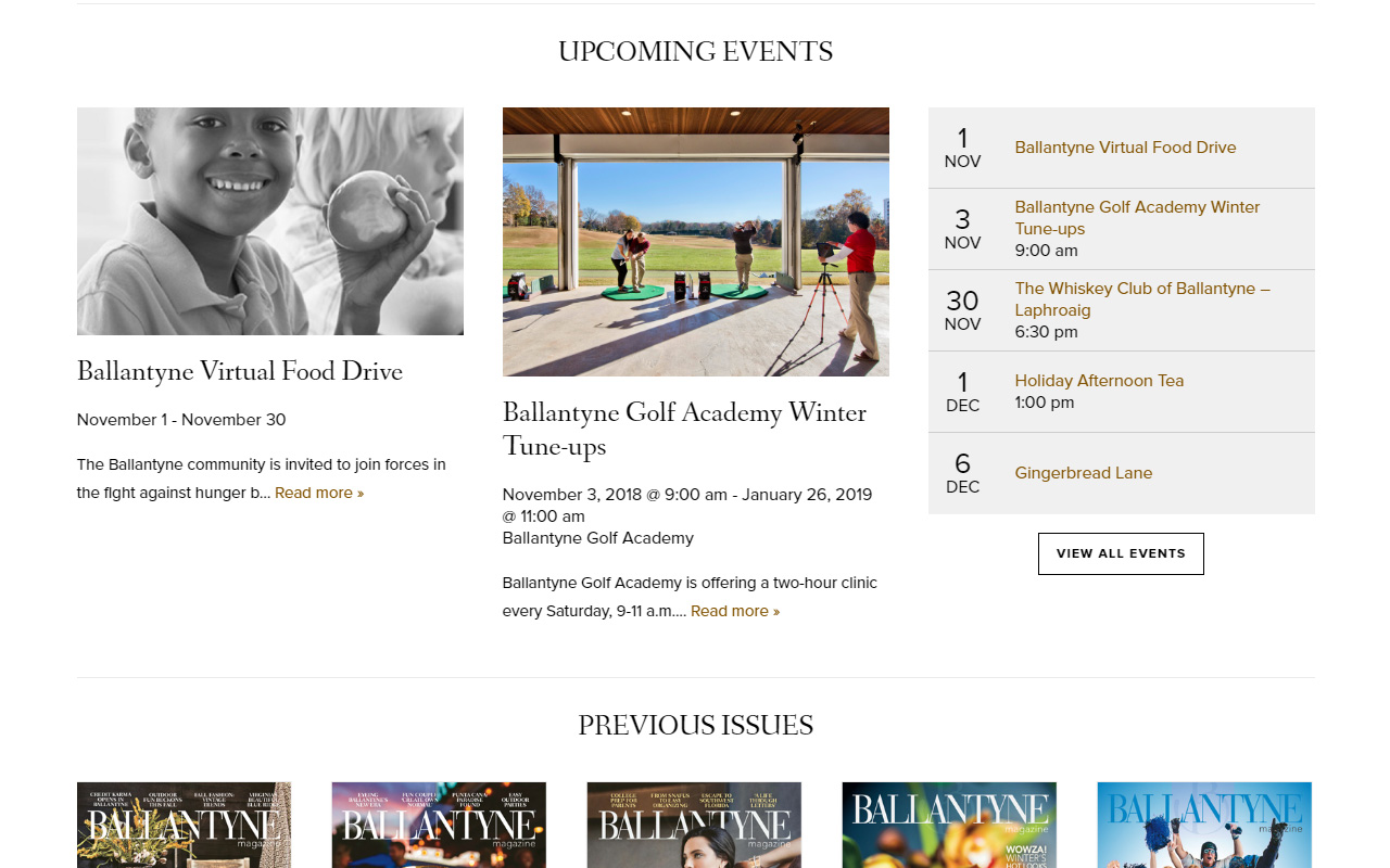 Ballantyne Magazine events calendar