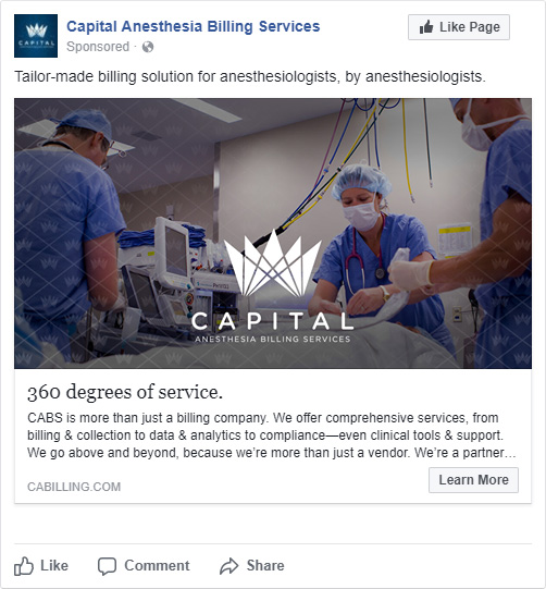 Capital Anesthesia Billing Services Facebook advertising