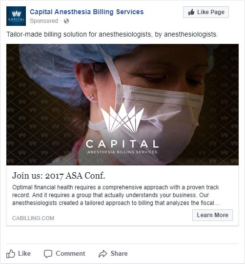 Capital Anesthesia Billing Services Facebook advertising