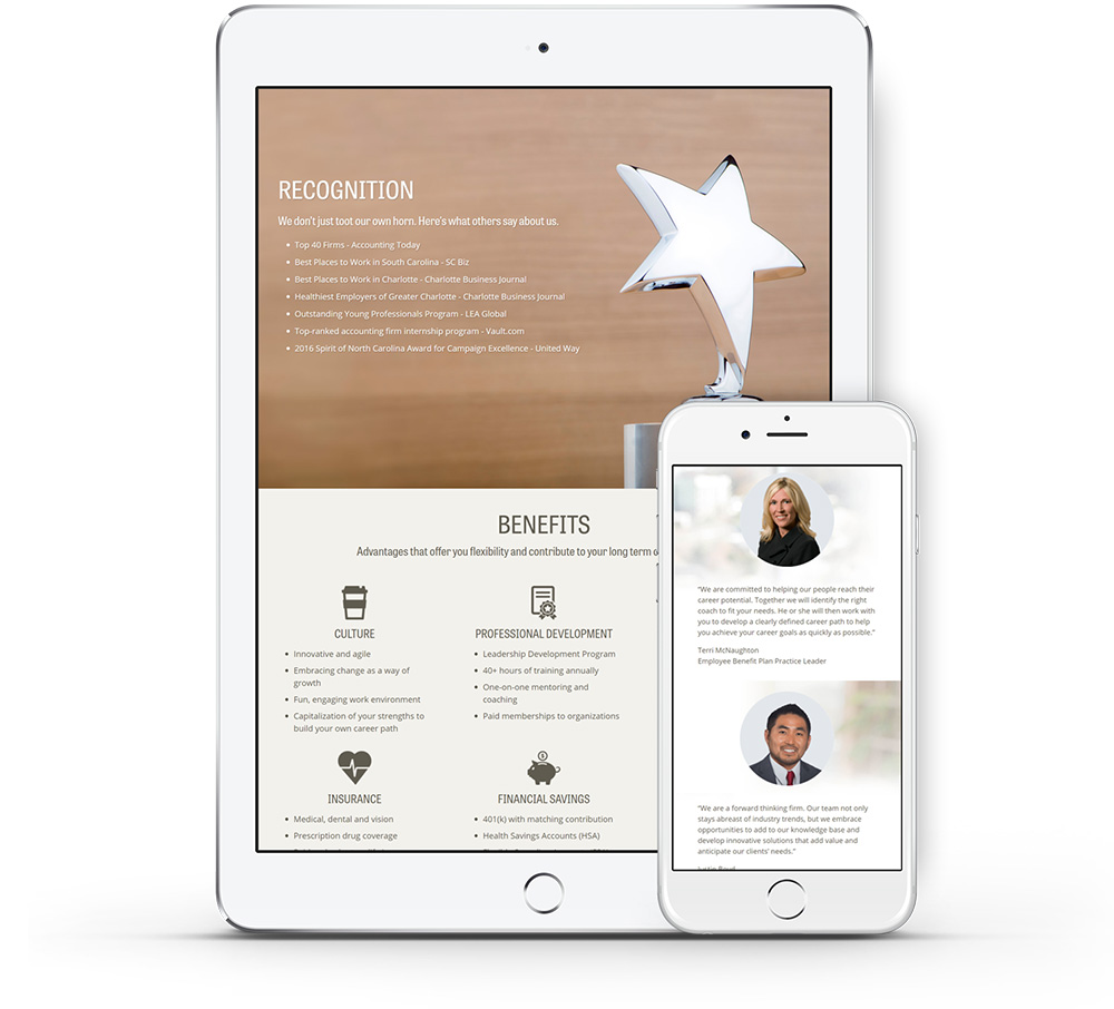 Elliott Davis microsite mobile development