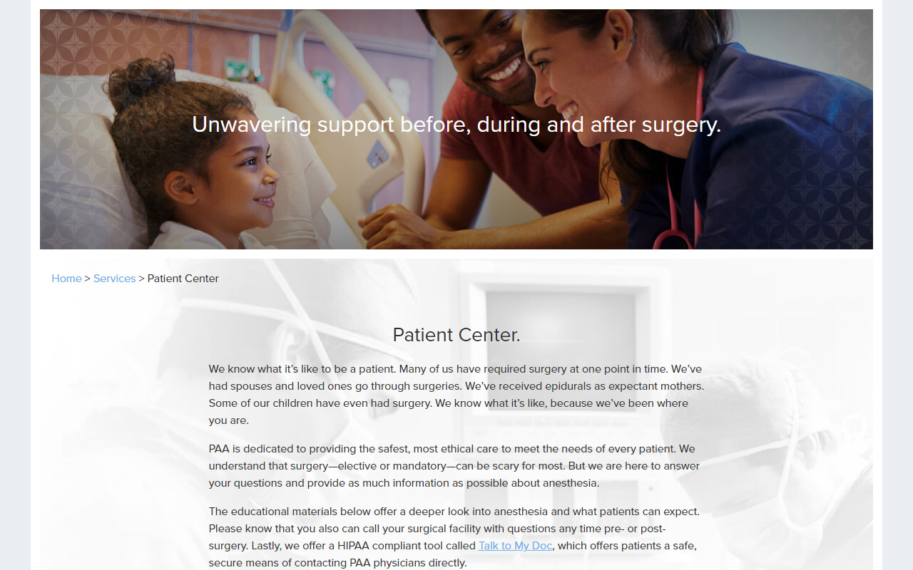 Providence Anesthesiology Associates patient center